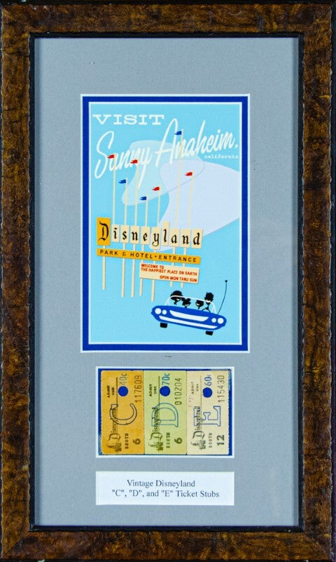 Vintage Disneyland "C", "D", and "E" Ticket Stubs